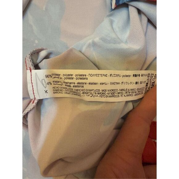 ZARA Plunge Tropical Floral Print Button Front Tie Waist Long Sleeve Midi Dress - Picture 13 of 14